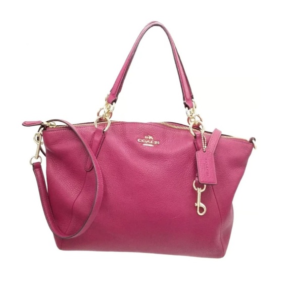 NEW COACH Authentic Kelsey Pink Pebbled Leather Bag - Picture 4 of 6